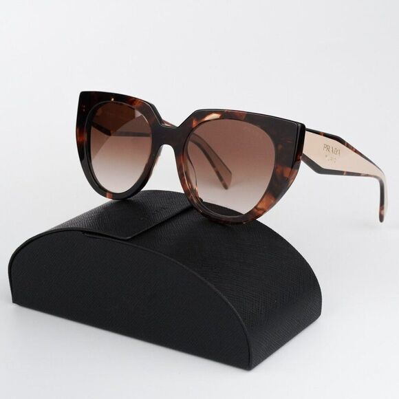 NEW Prada PR14WS 01R0A6 Tortoise Brown Gradient Oversized Women Sunglasses - Picture 2 of 13